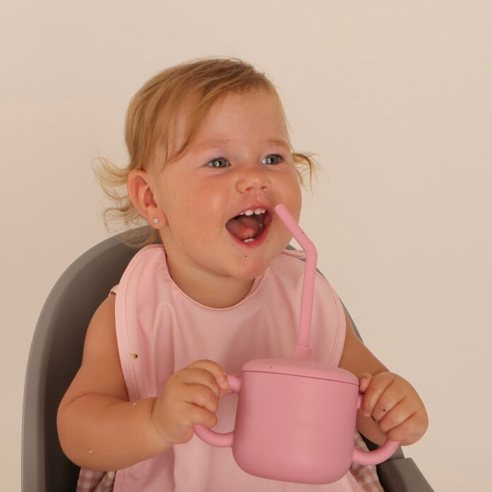 Babero con manga impermeable   Horizontal Stripes + Babero corto Nenina & Co