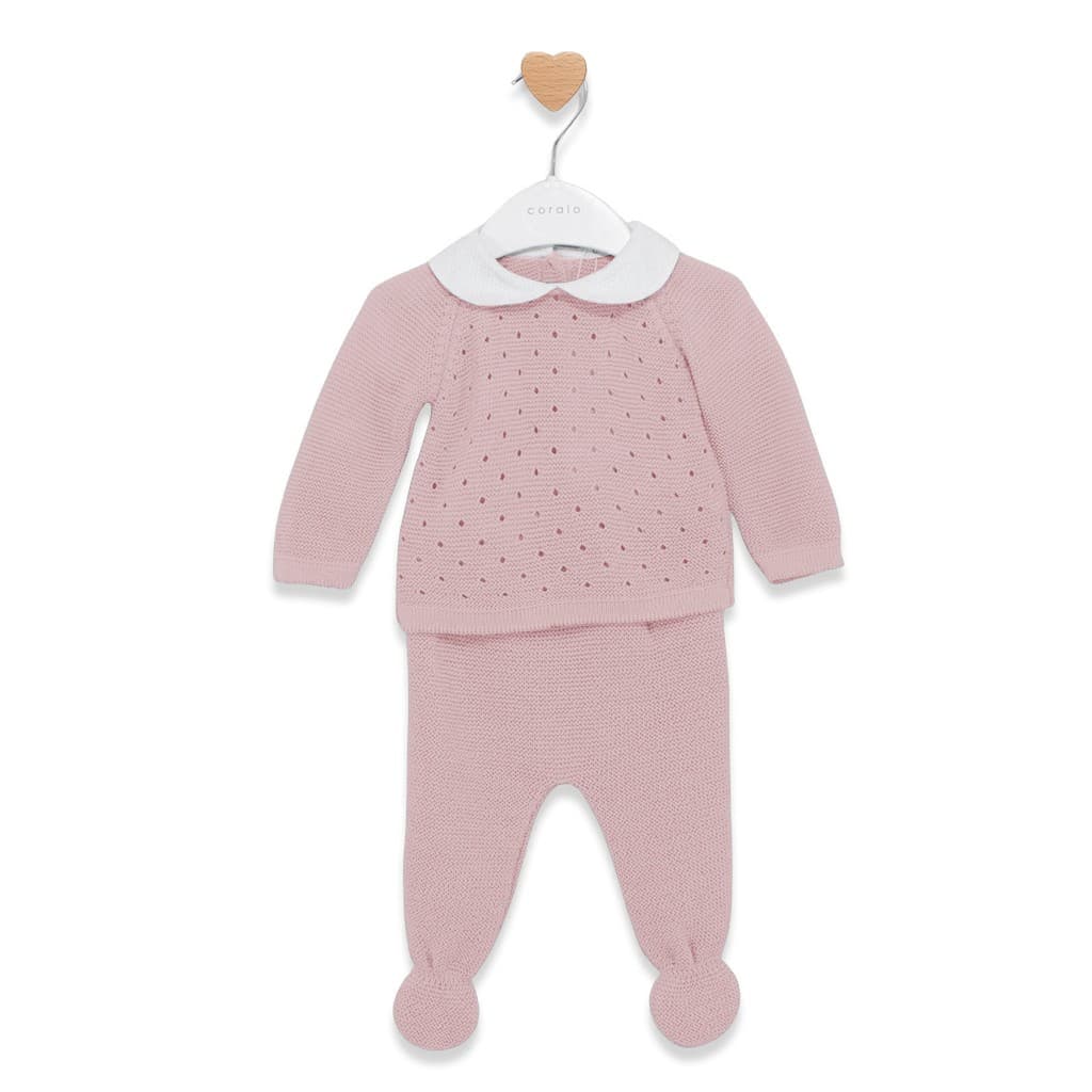 Conjunto jersey cuello y polaina para bebé tejido dralón CORALO 1010PE10