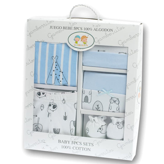 Estuche de regalo para bebé 5 piezas 100% algodón Gamberritos 10472 – Suavidad, comodidad y diseño tierno