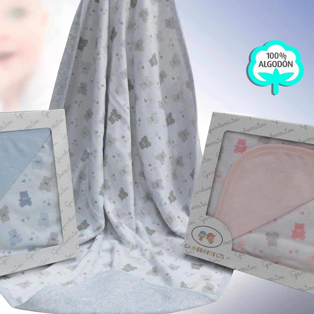 Yatsi 25200054 Coelhinhos e Corações Manta para Bebé Swaddle Algodão extra macio e design delicado