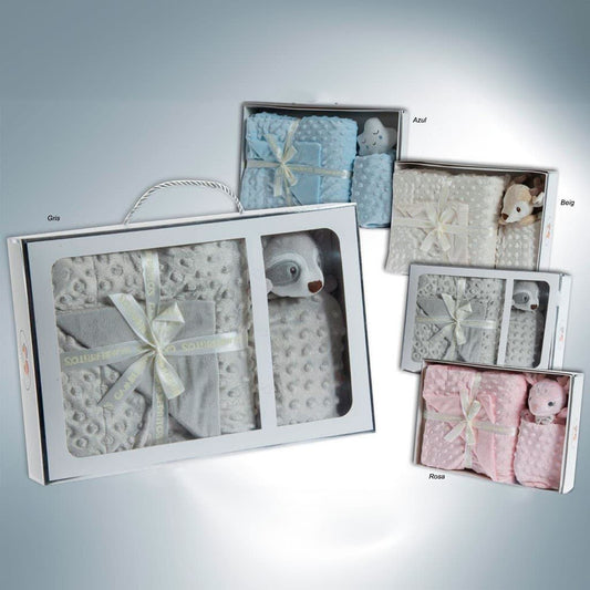 Estuche regalo bebé con manta y duo dou animales Gamberritos 10887