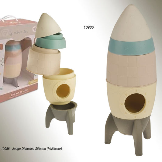 Cohete Apilable de Silicona Gamberritos 10986 – Juguete Didáctico para Bebés