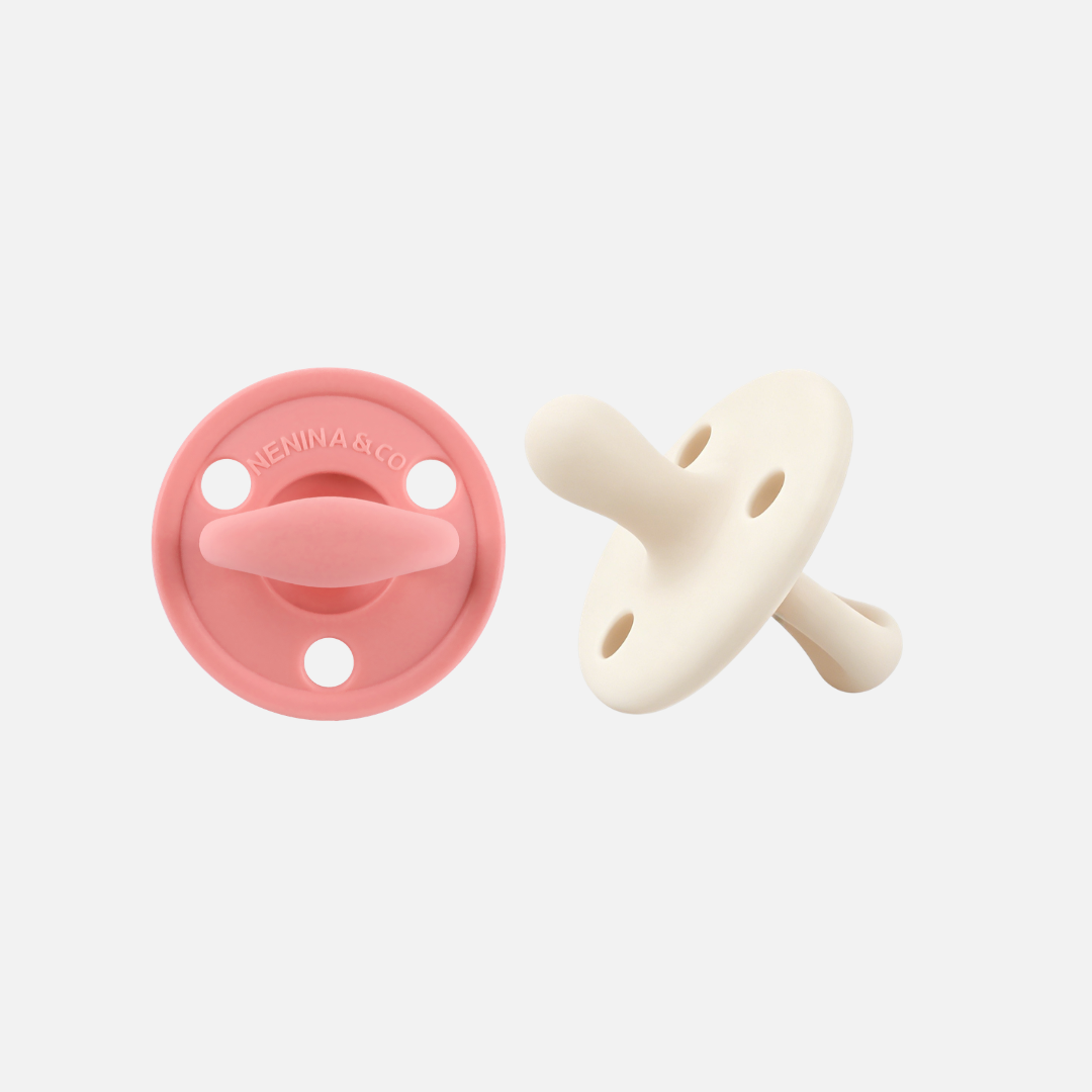 Kit 2 Chupetes Clásicos para Bebé Rosa Chicle y Rosa Pálido | Silicona Orgánica Nenina & Co