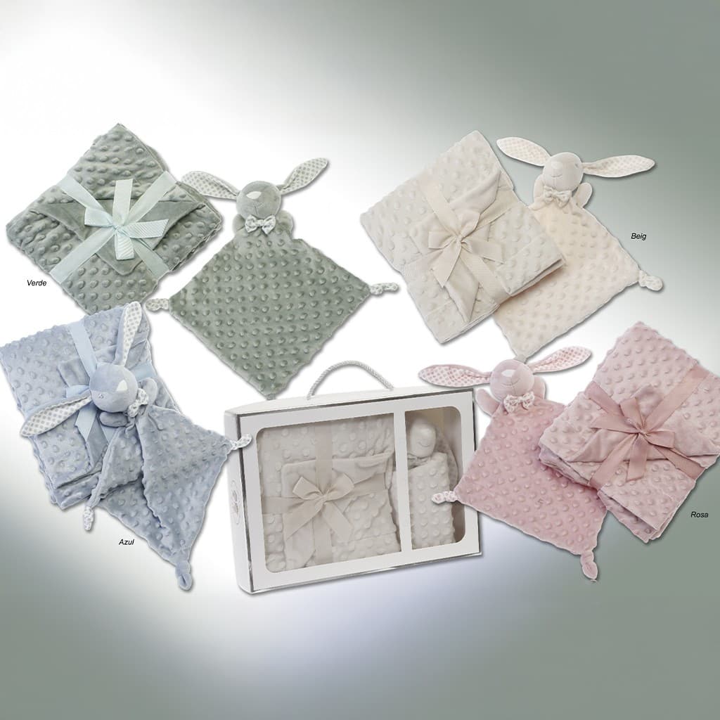 Set de Manta Topitos y Doudou Conejito Gamberritos 11015: suavidad y ternura para su descanso