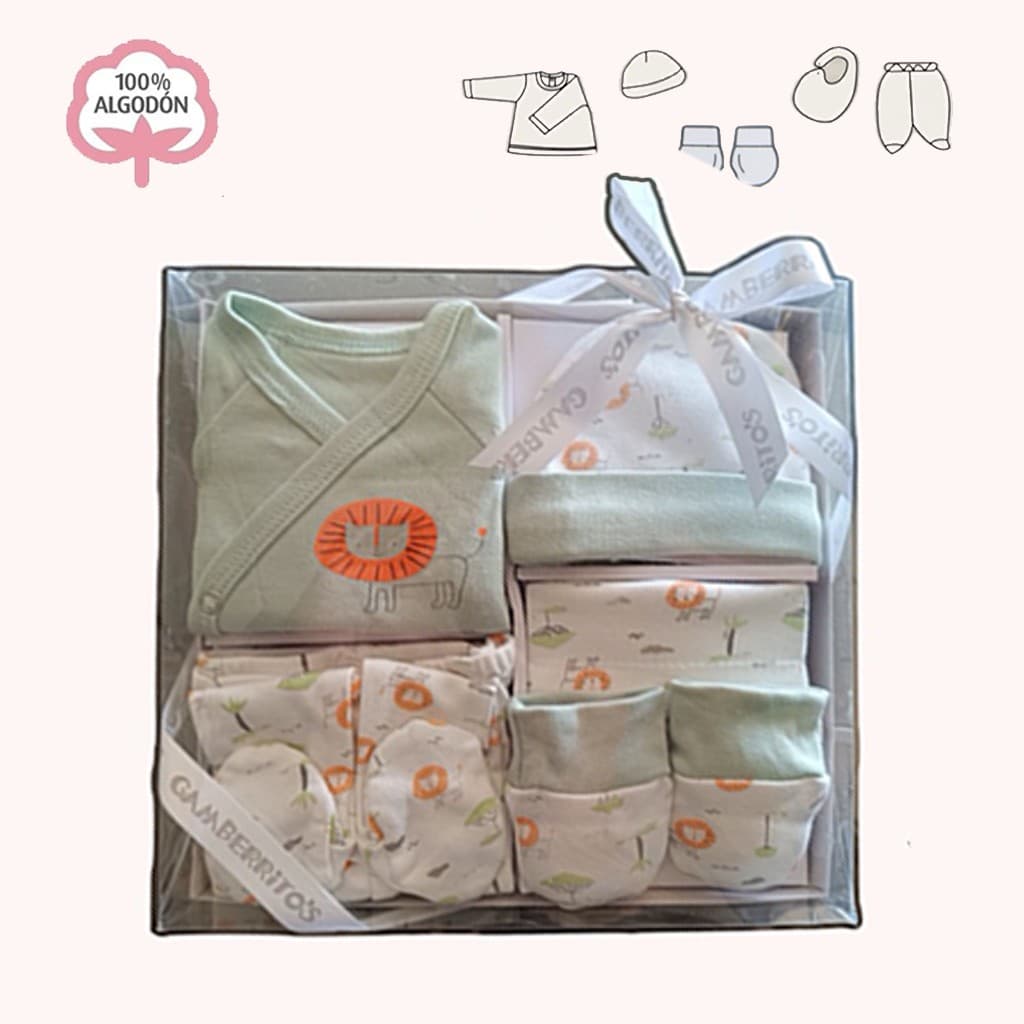Set regalo bebe 5 piezas algodón leoncito Gamberritos 11039