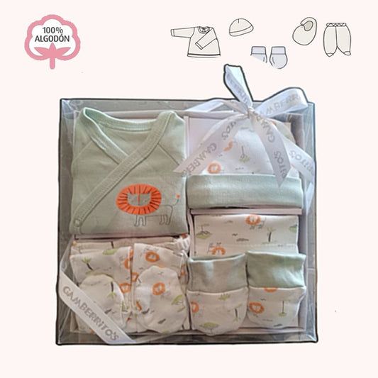Set regalo bebe 5 piezas algodón leoncito Gamberritos 11039