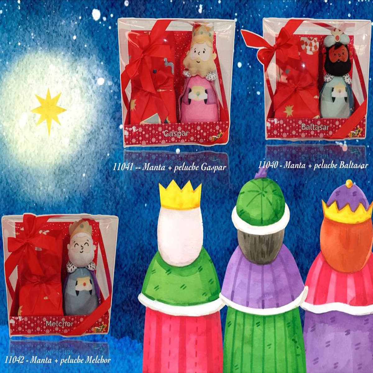 Pack regalo manta y muñeco Reyes Magos. Gamberritos 11040-11041-11042