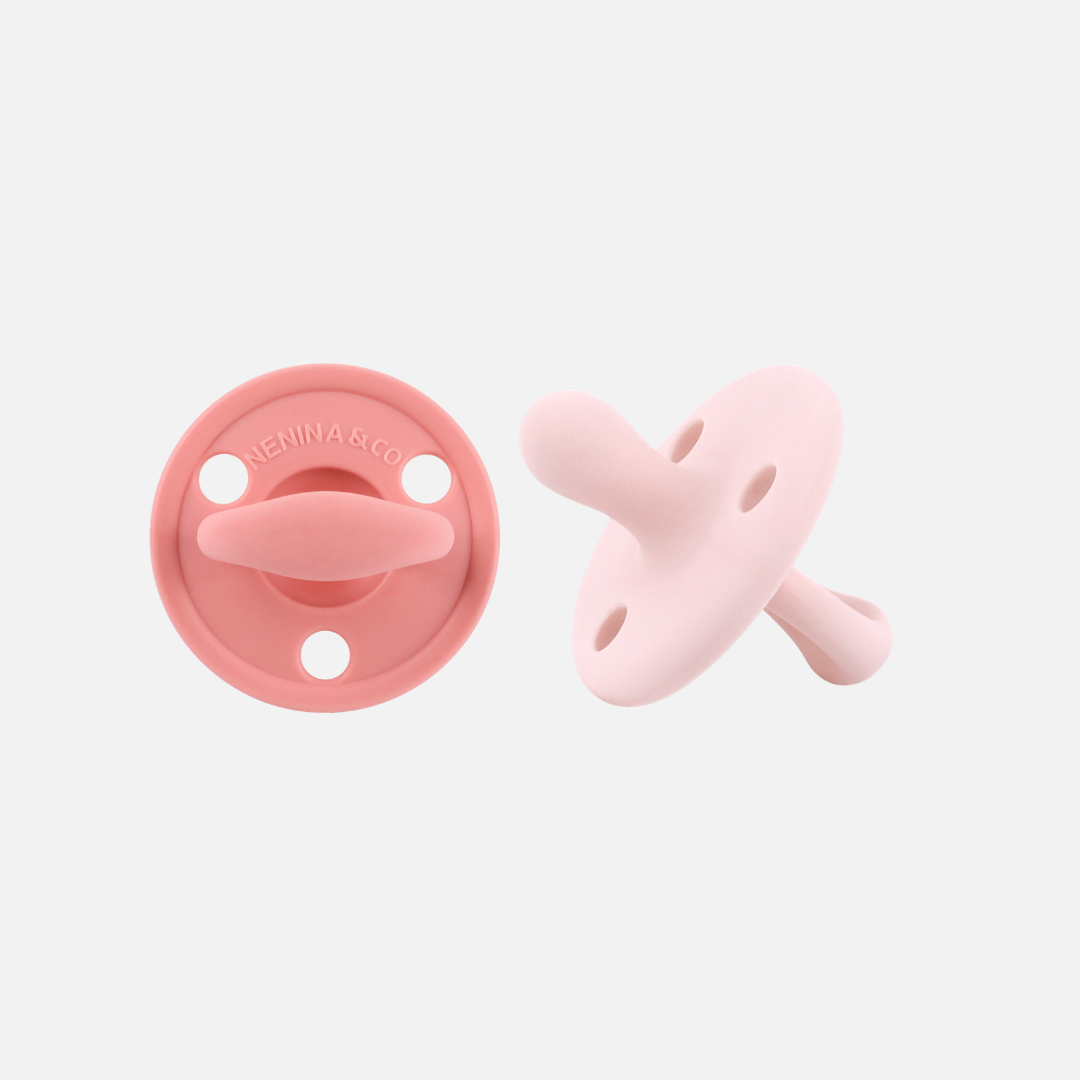 Kit 2 Chupetes Clásicos para Bebé Rosa Chicle y Rosa Pálido | Silicona Orgánica Nenina & Co