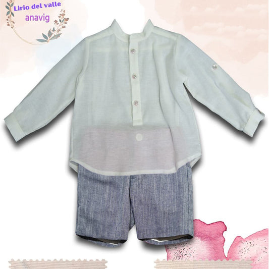 Conjunto Infantil de Ceremonia Crudo y Azul Denim – Anavig 1205