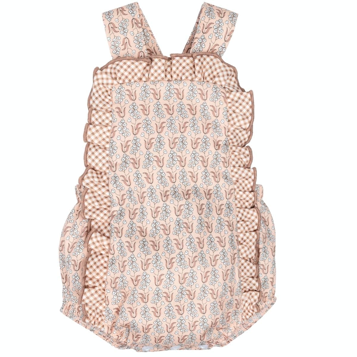 Peto para bebé niña de algodón floral con volantes y cuadros vichy Calamaro Meis 621132578 (Modelo 32578)