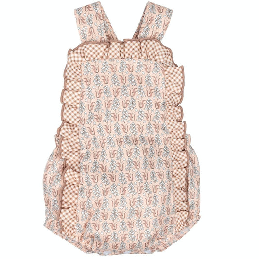 Peto para bebé niña de algodón floral con volantes y cuadros vichy Calamaro Meis 621132578 (Modelo 32578)