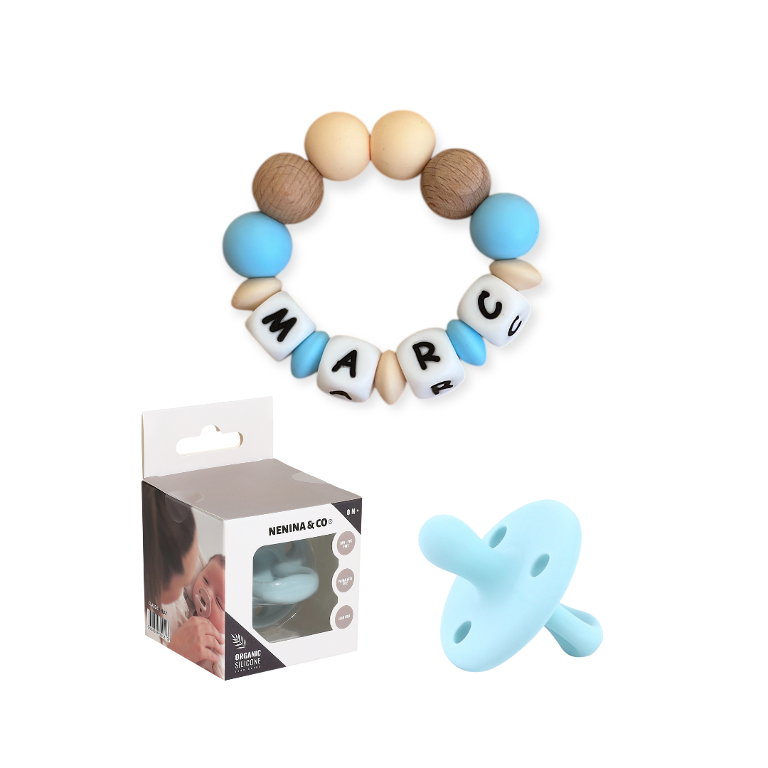 Set Clásico Nenina & Co: Chupete + Mordedor Personalizado con Nombre