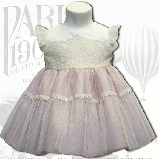 Vestido crudo con detalles en rosa intenso – Especial ceremonia · Anavig 1301