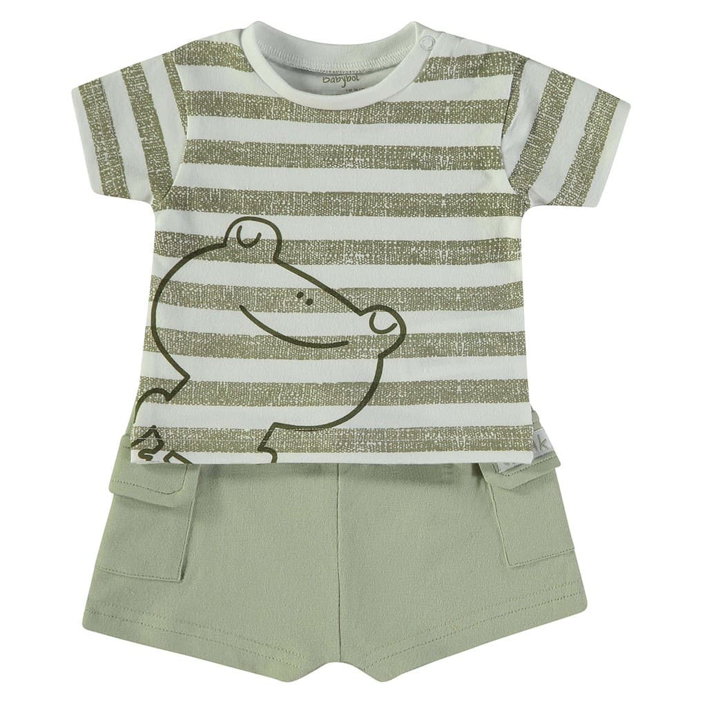 Conjunto bebé de verano con rayas y pantalón corto Babybol 160046