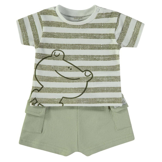 Conjunto bebé de verano con rayas y pantalón corto Babybol 160046
