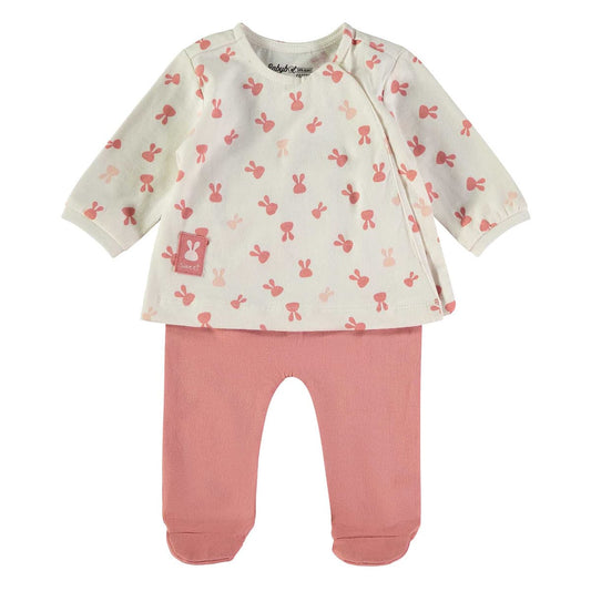 Pyjama bébé en polaire Baby Bol Best Friends avec leggings beiges et t-shirt brodé 250003