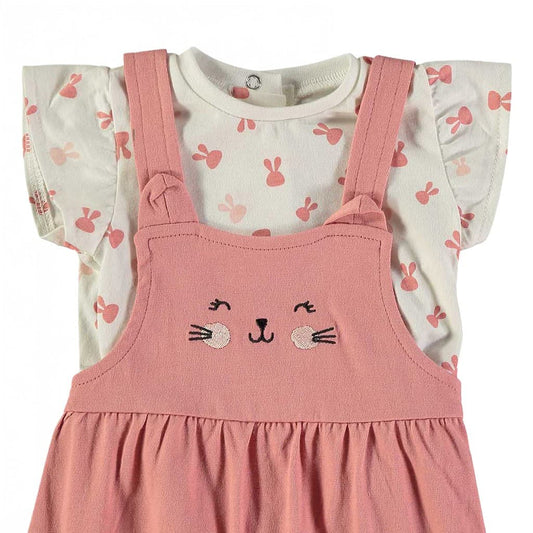 Conjunto bebé de algodón con peto rosa Babybol 160450