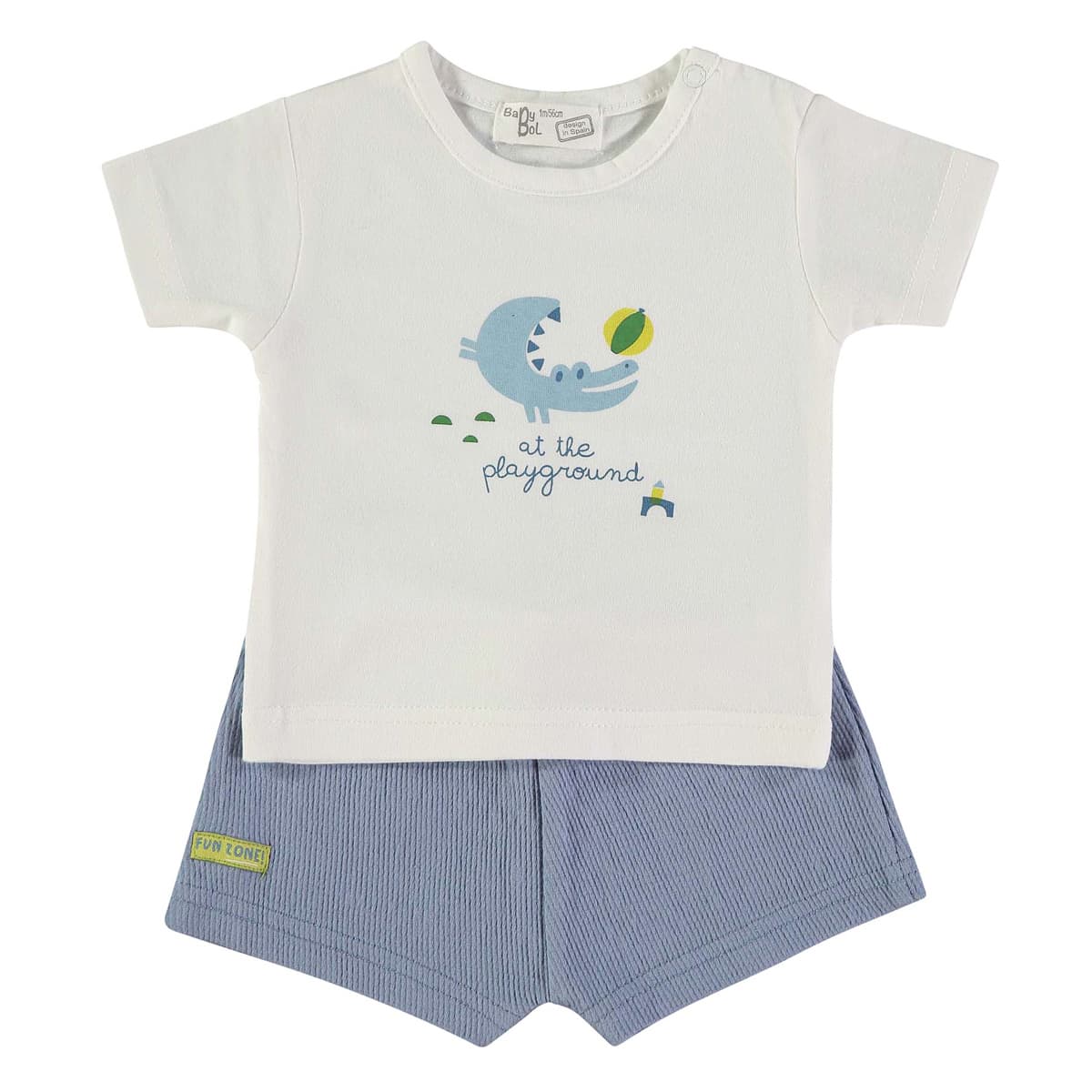 Conjunto bebé de verano con camiseta y pantalón corto cocodrilo Babybol 160835