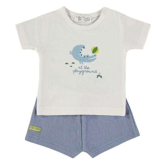 Conjunto bebé de verano con camiseta y pantalón corto cocodrilo Babybol 160835