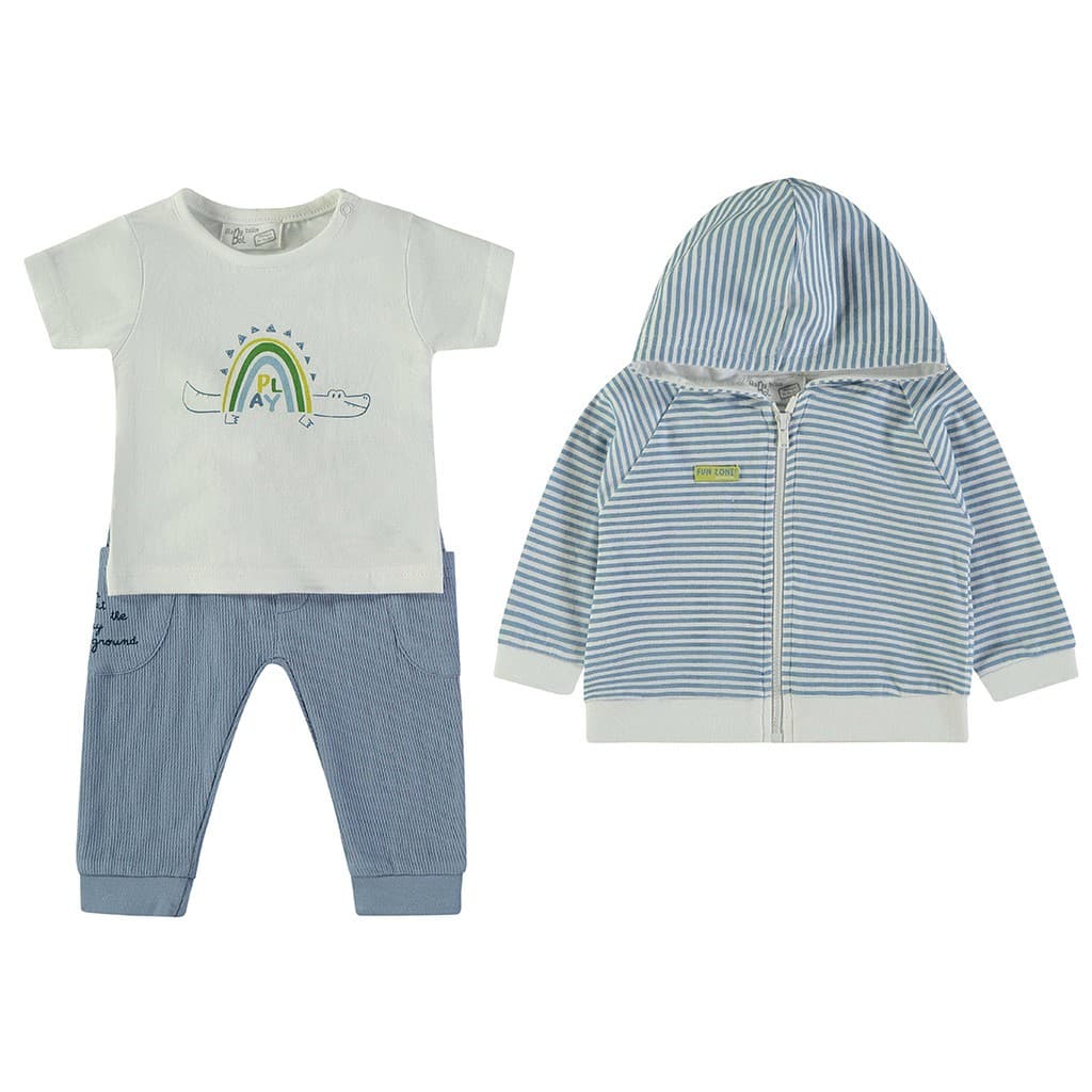 Conjunto bebé 3 piezas de algodón con chaqueta Babybol 160843
