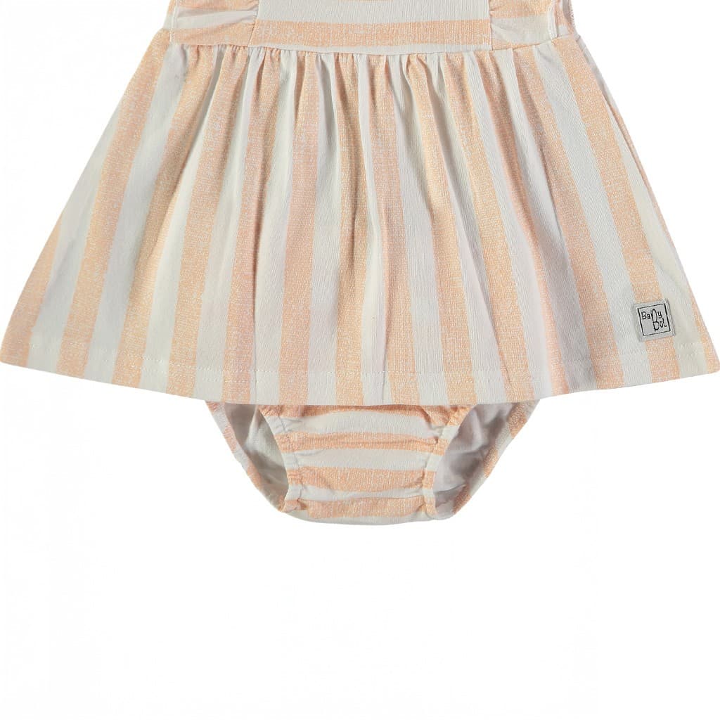 Vestido bebé de algodón a rayas con braguita y diadema Babybol 160850