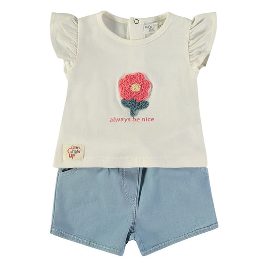 Conjunto infantil niña con short vaquero y camiseta BABYBOL 161006 – Cómodo y con estilo desenfadado (3 a 8 años)