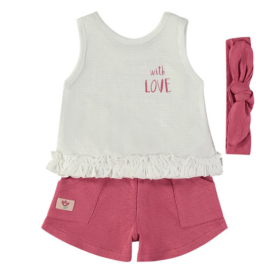 Conjunto infantil niña verano con short rosa y top BABYBOL 161012 – Look cómodo y actual (3 a 8 años)