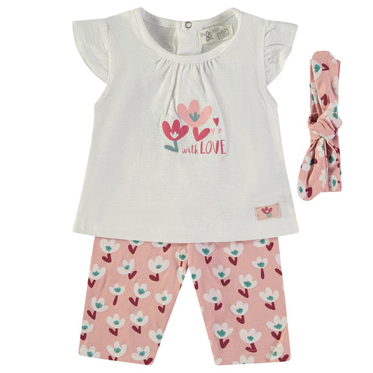 Conjunto infantil niña 3 piezas con cinta BABYBOL 161013 – Fresco, cómodo y listo para verano (3 a 8 años)