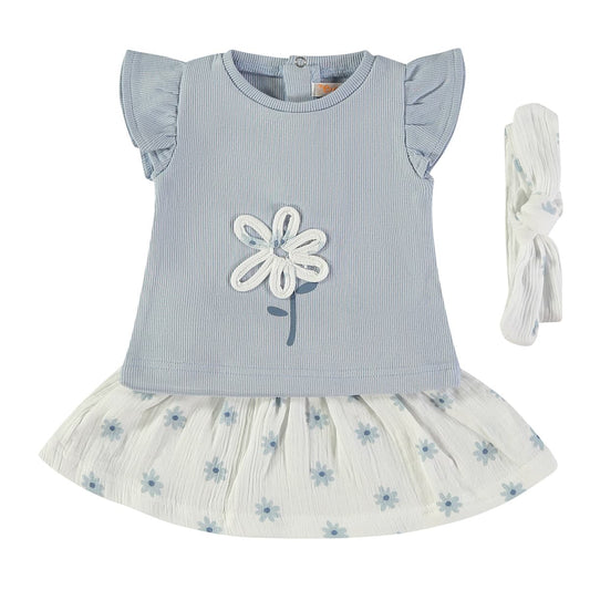 Conjunto bebé de verano con camiseta y falda flores Babybol 161046
