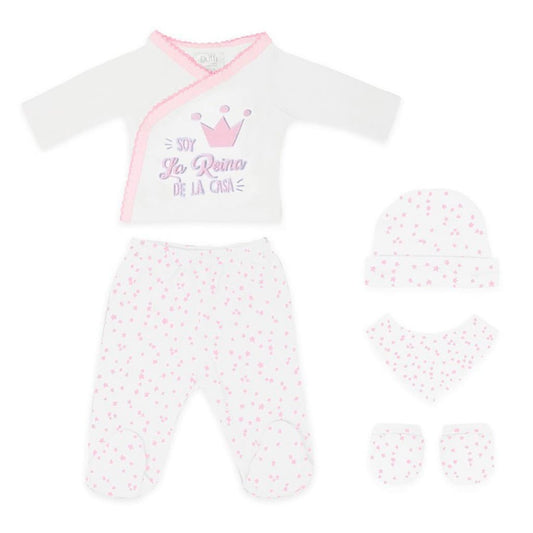 Conjunto de 5 peças para bebé Queen e King – Duffi Baby em algodão para recém-nascidos, 1920