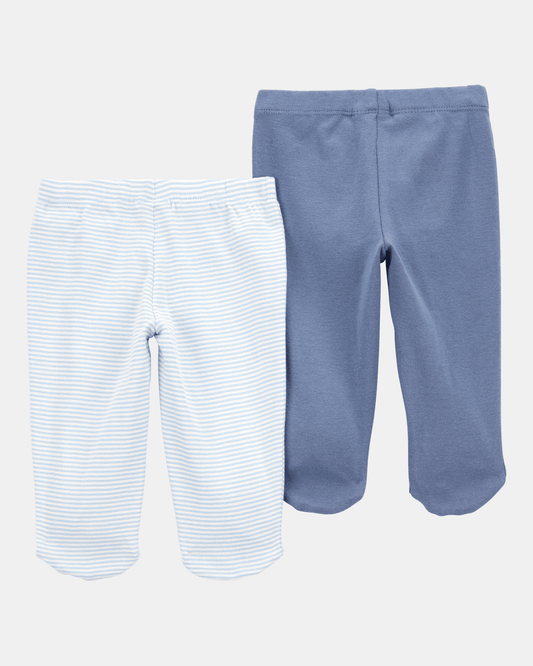 Pack de 2 pantalones con pie en tonos azules