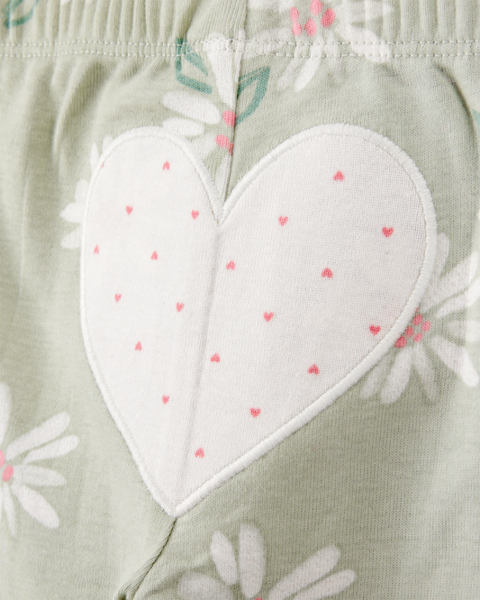 Conjunto tres piezas algodón pantalón y dos bodies diseño corazones
