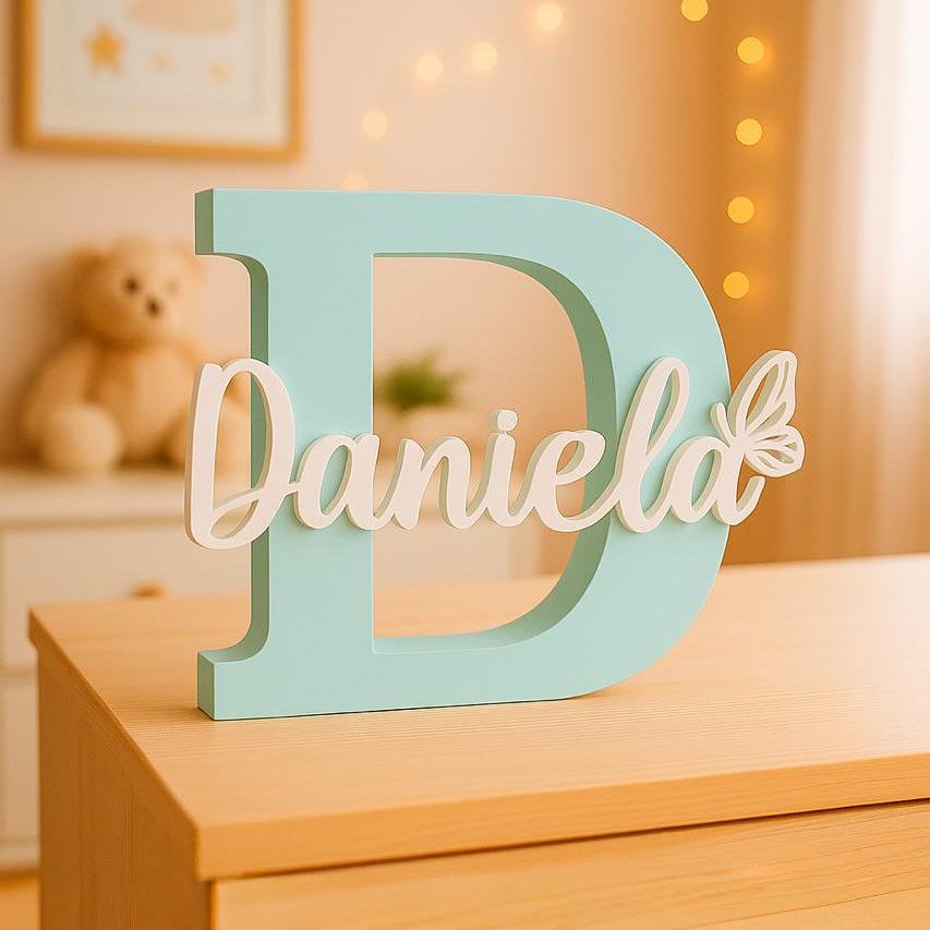 Letrero Inicial + Nombre Personalizado 3D | 24cm Decoración