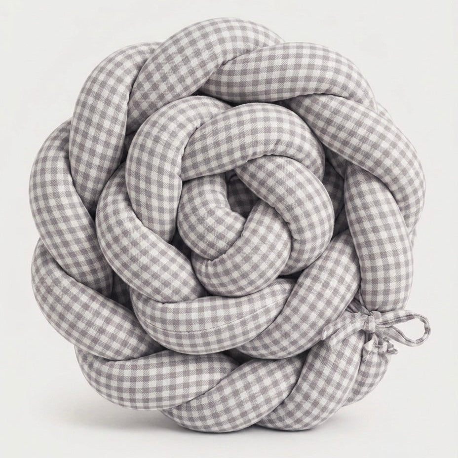 Trenza Protectora de Cuna y Cama Artesanal - Vichy Gris