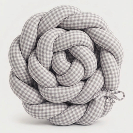 Trenza Protectora de Cuna y Cama Artesanal - Vichy Gris