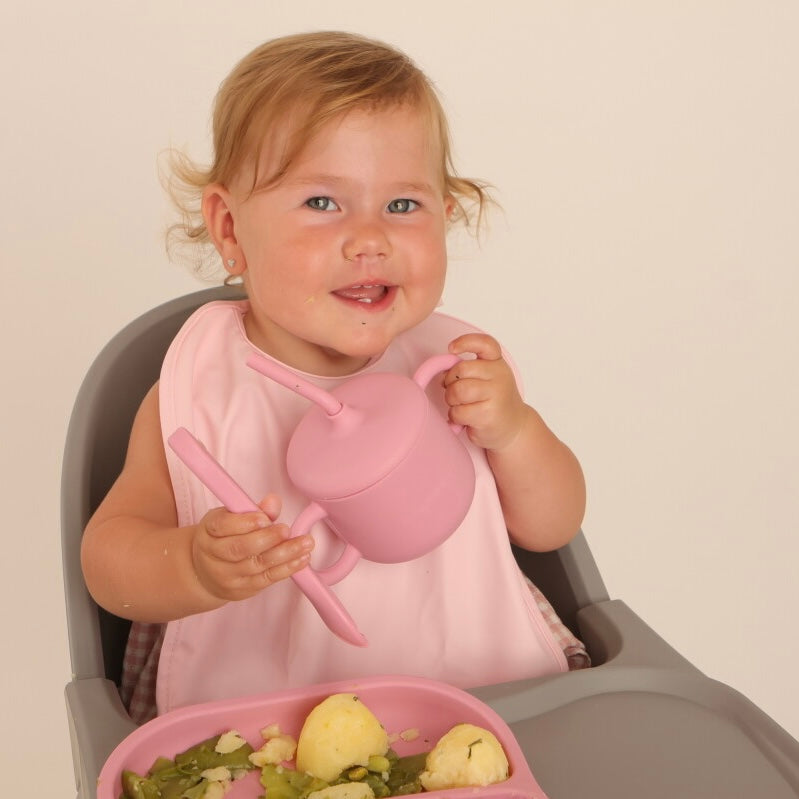 Babero con manga impermeable   Horizontal Stripes + Babero corto Nenina & Co