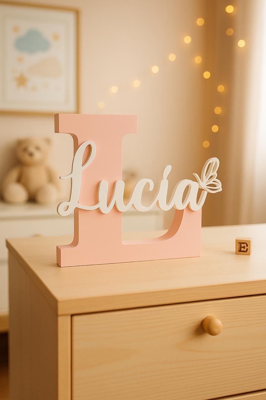 Letrero Inicial + Nombre Personalizado 3D | 24cm Decoración