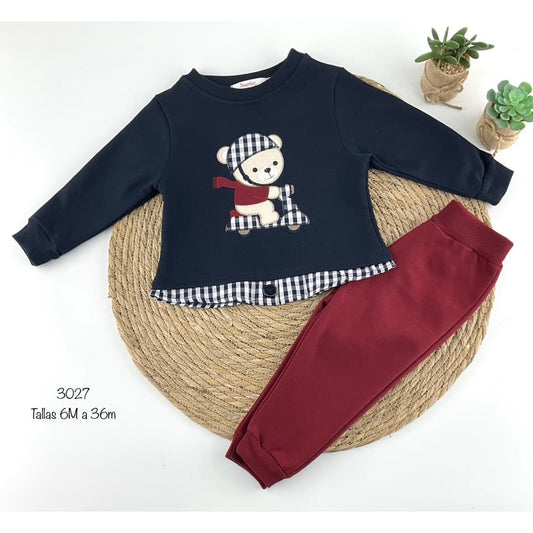 Conjunto bebé niño sudadera osito en moto DIVERCHIC 522103027