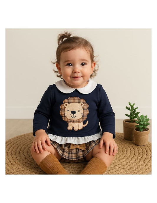 Alma Petit 522107009 Conjunto Star Baby Girl T-shirt Branca e Cuecas Tartan 
