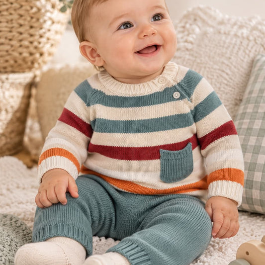 Conjunto de punto tricot para bebé con jersey y pantalón Yatsi Baby Referencia 26200701 - Diseñado en España