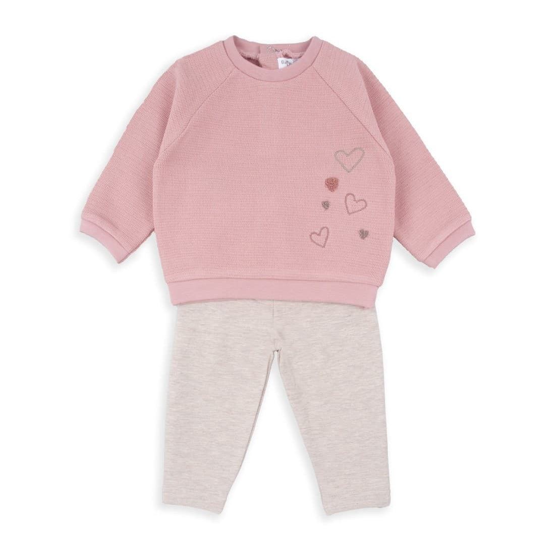 Ensemble bébé Babybol 522151023 : sweat-shirt rose maquillage et leggings beige chiné