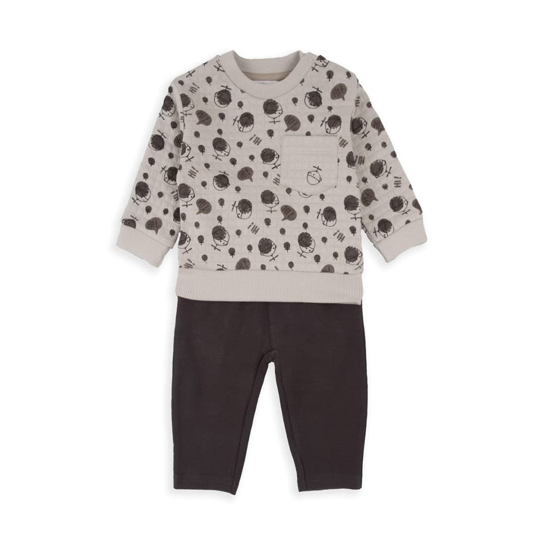 Conjunto bebé Babybol 522152104 Sudadera beige estampada y pantalón gris