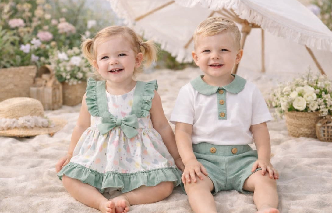 Conjunto bebé corazones blusa y braguita bambula – Alma Petit 622005005