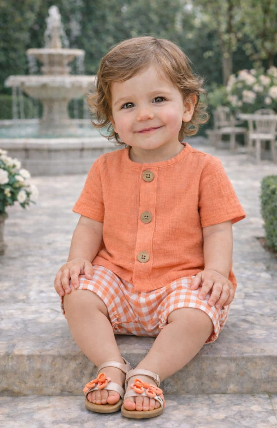 Conjunto bebé niño Alma Petit salmón flores 622005001