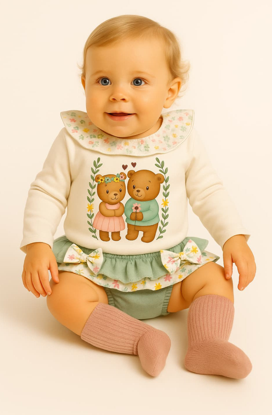 Conjunto bebé niña DIVERCHIC ositos volantes 522103009