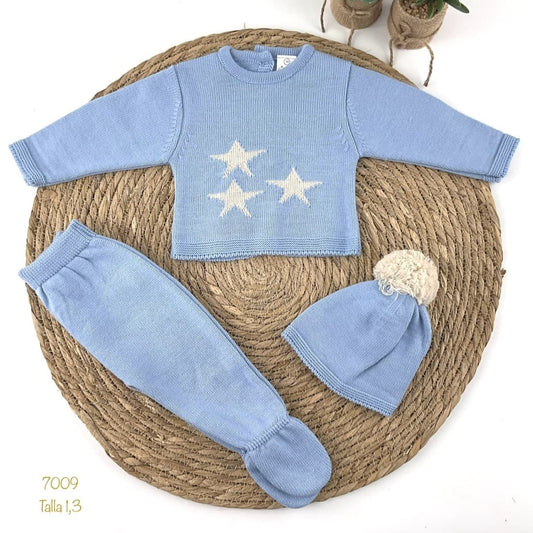 Conjunto primera puesta para bebé lana 421107009 PELOTTAS Celeste