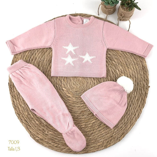 Premier ensemble de bébé en perle 8005 Pelottas Celeste