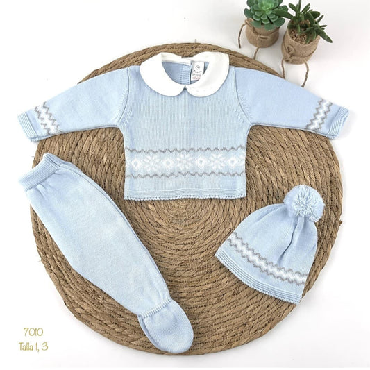 Conjunto primera puesta para bebé lana celeste 421107010 PELOTTAS