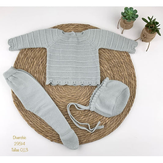 Conjunto bebé lana tres piezas Diverchic 421129514 verde