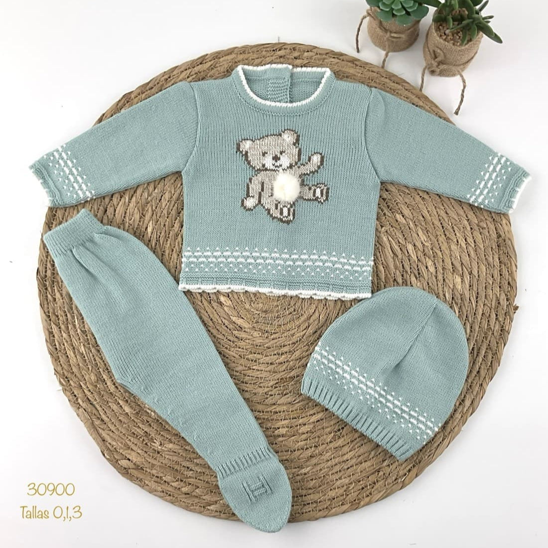 Conjunto primera puesta para bebé Visi 421130900 osito verde